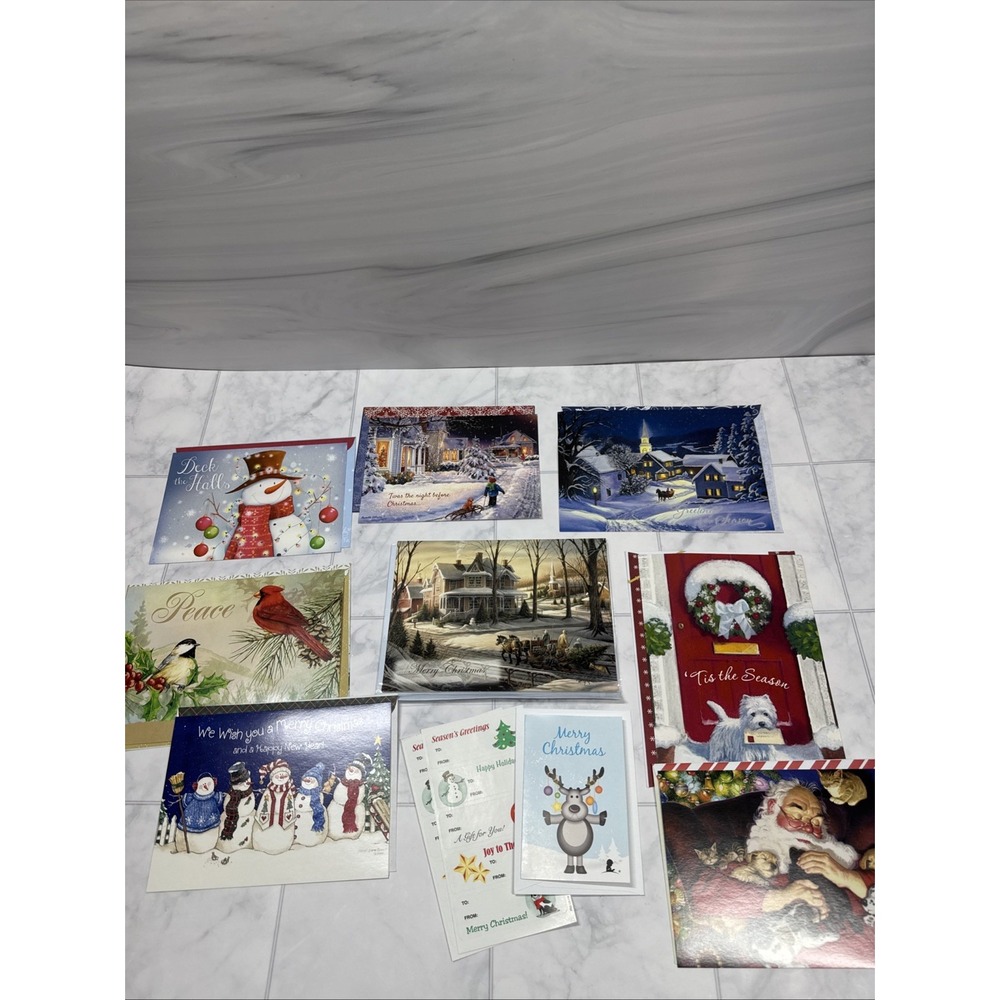 50 Assorted Christmas Holiday Greeting Cards with Messages and Envelopes New